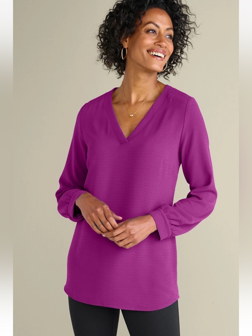 Soft Surroundings Liza Tunic Willow Purple 1X Minimalist Dressy Casual Workwear